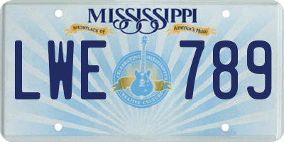 MS license plate LWE789