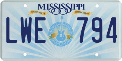 MS license plate LWE794