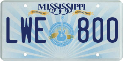 MS license plate LWE800