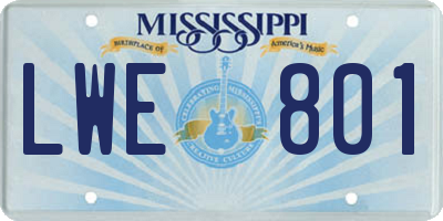 MS license plate LWE801