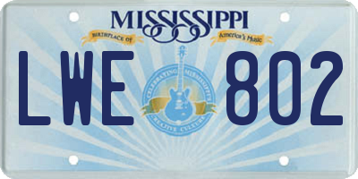 MS license plate LWE802