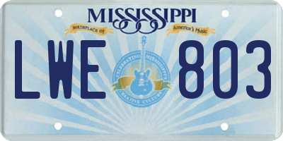 MS license plate LWE803