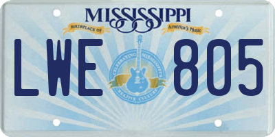 MS license plate LWE805