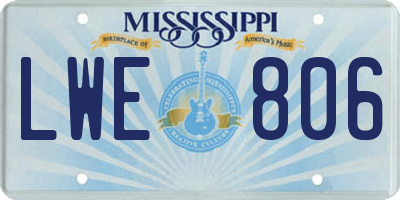 MS license plate LWE806