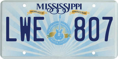 MS license plate LWE807