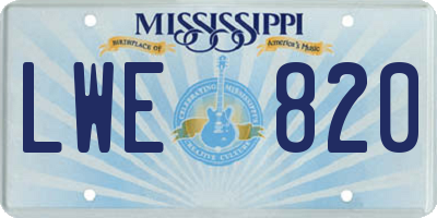 MS license plate LWE820
