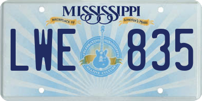 MS license plate LWE835