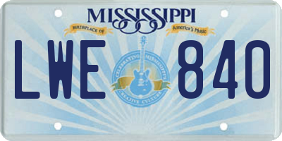MS license plate LWE840