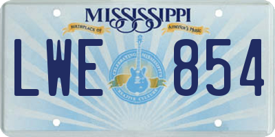 MS license plate LWE854
