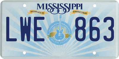 MS license plate LWE863