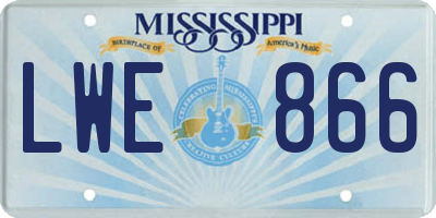 MS license plate LWE866