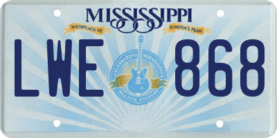 MS license plate LWE868