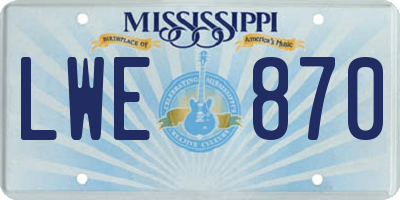 MS license plate LWE870