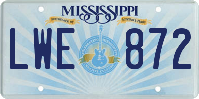 MS license plate LWE872