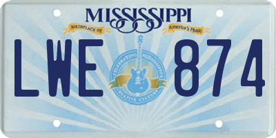 MS license plate LWE874