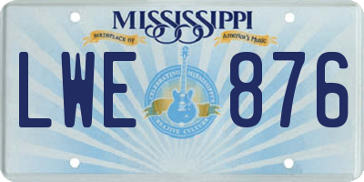 MS license plate LWE876