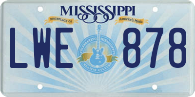 MS license plate LWE878