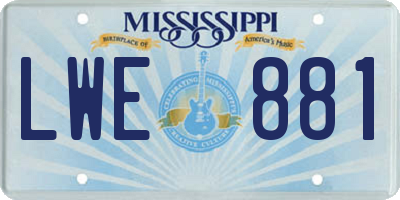 MS license plate LWE881
