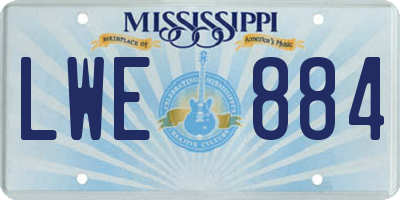 MS license plate LWE884