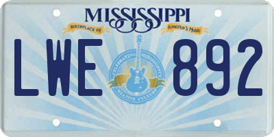 MS license plate LWE892