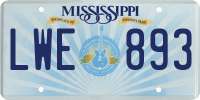 MS license plate LWE893