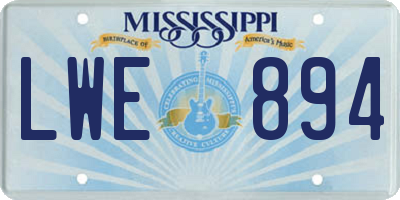 MS license plate LWE894