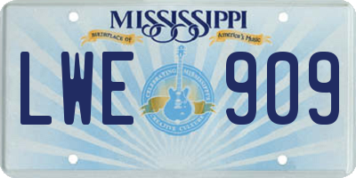 MS license plate LWE909