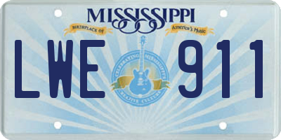 MS license plate LWE911