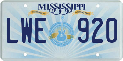 MS license plate LWE920