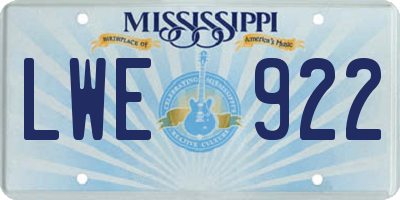MS license plate LWE922