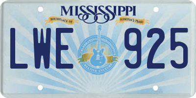 MS license plate LWE925