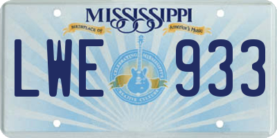 MS license plate LWE933