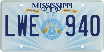MS license plate LWE940