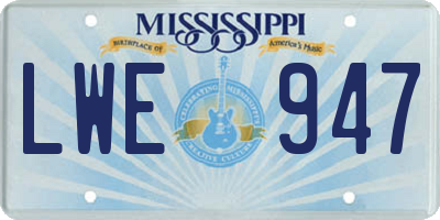 MS license plate LWE947