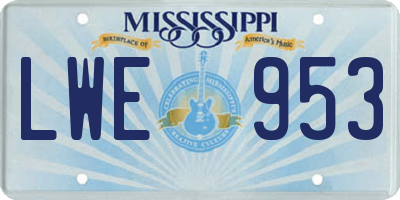MS license plate LWE953