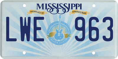 MS license plate LWE963