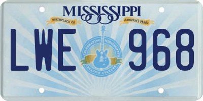 MS license plate LWE968