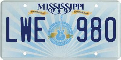 MS license plate LWE980
