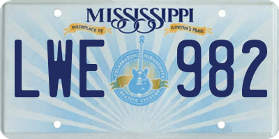 MS license plate LWE982