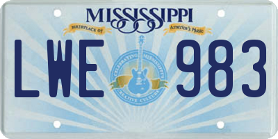 MS license plate LWE983