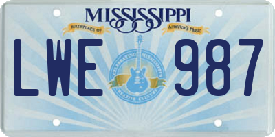 MS license plate LWE987