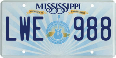 MS license plate LWE988