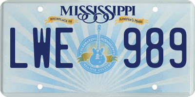 MS license plate LWE989