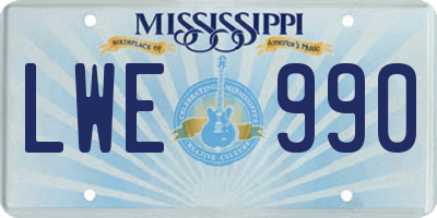 MS license plate LWE990