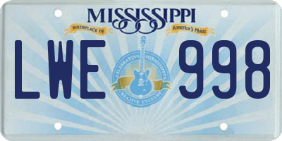 MS license plate LWE998