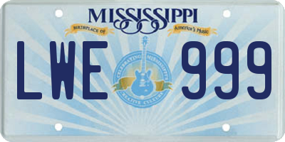 MS license plate LWE999