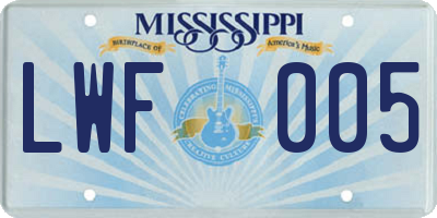 MS license plate LWF005
