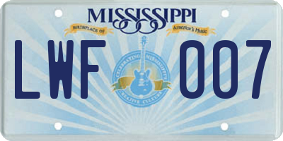 MS license plate LWF007