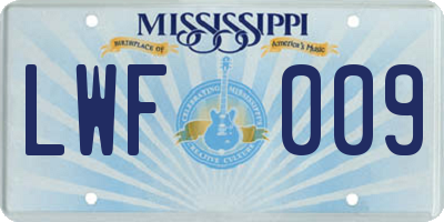 MS license plate LWF009