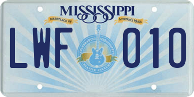 MS license plate LWF010